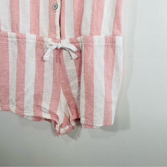 LVHR Taylor Pink White Stripe Button Front Waist Tie Romper XS - Picture 5 of 13